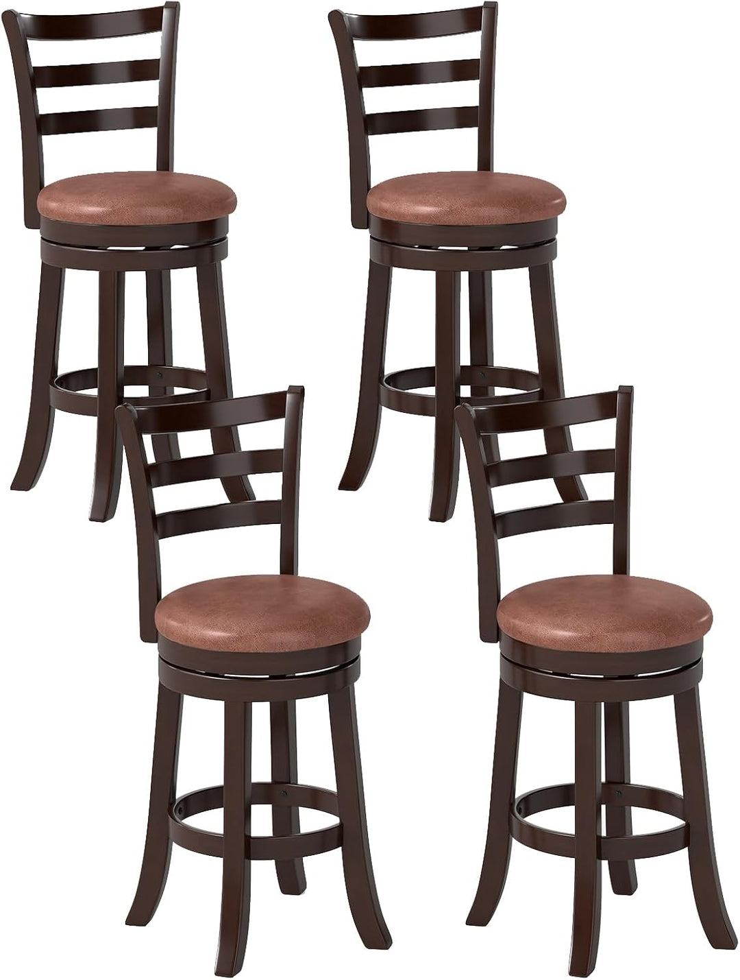 Giantex 26" Counter Height Swivel Barstools Set of 2/4 with Faux Leather Seat and Wrap-around Footrest