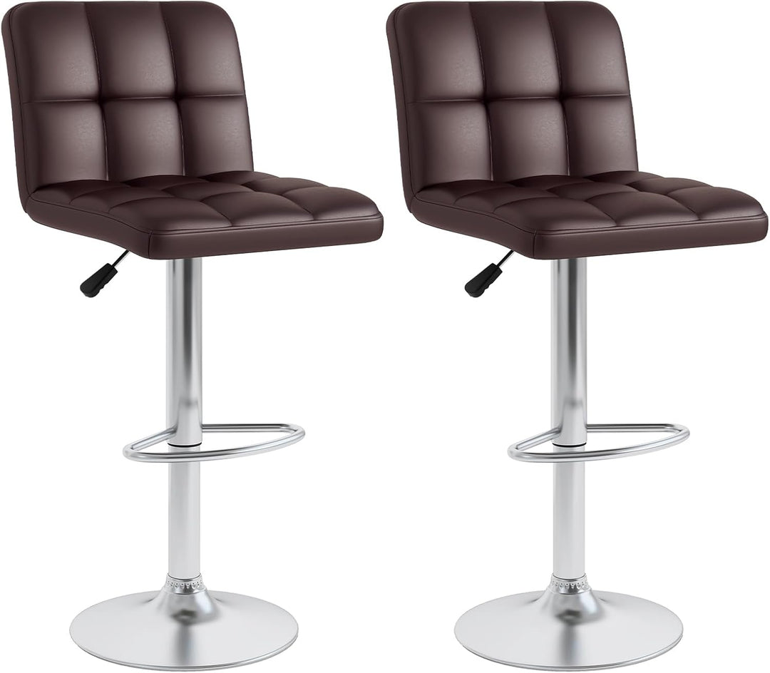 Giantex Swivel Bar Stools Set of 2/4, Upholstered Counter Height Bar Chairs with Back