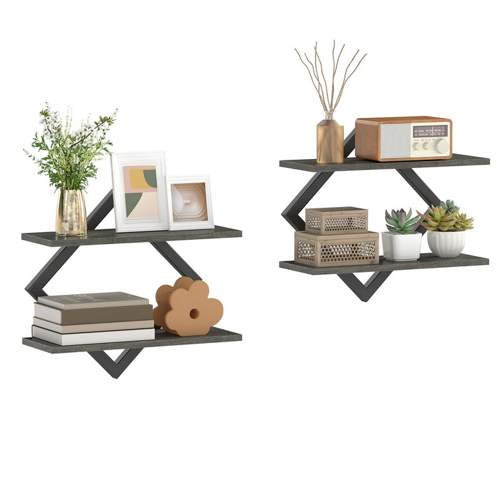 GIANTEX 2-Pack Diamond Shaped Floating Shelves for Wall