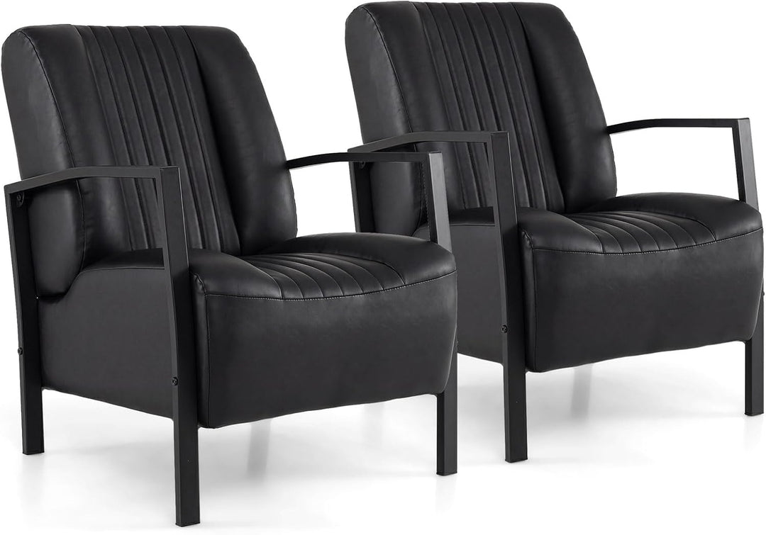 Giantex PU Leather Upholstered Armchair with Padded Seat &amp; Back (1/2)