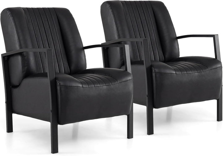 Giantex PU Leather Upholstered Armchair with Padded Seat &amp; Back (1/2)