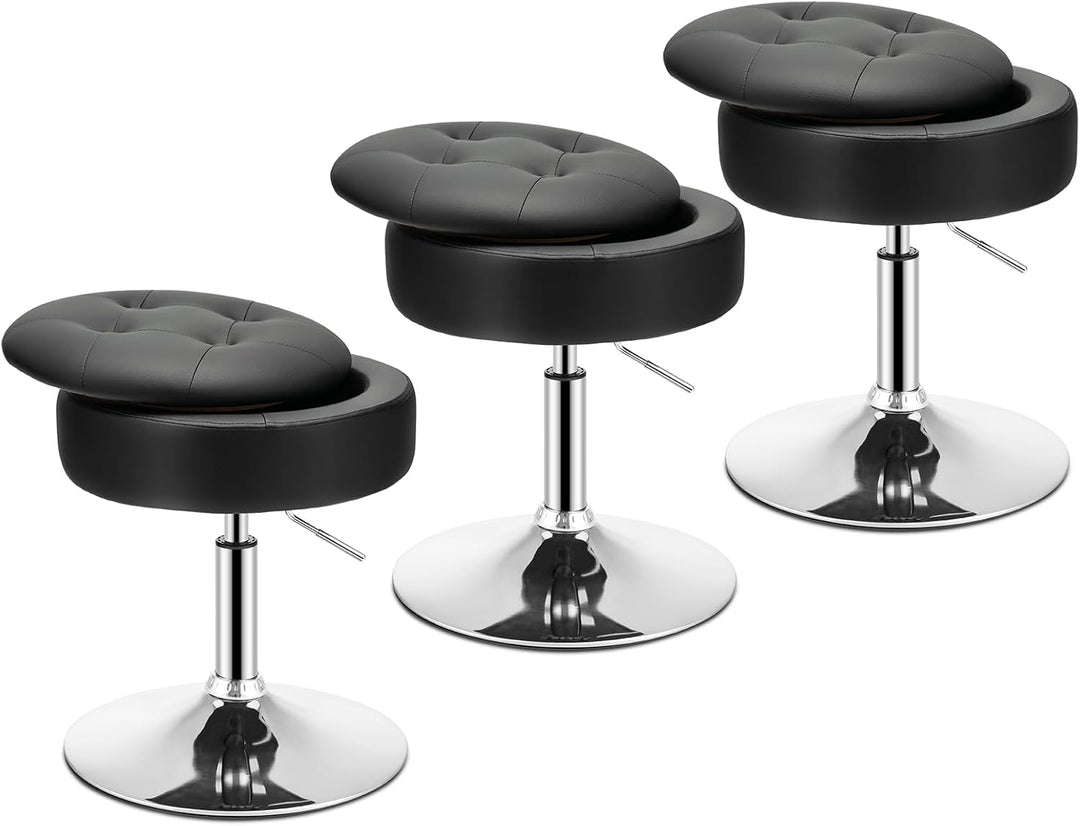 Giantex Adjustable Swivel Vanity Stool - 360° Swivel 20’’-26’’ Height Adjustable Tufted Round Storage Ottoman