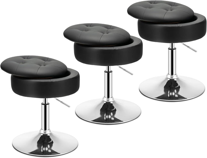 Giantex Adjustable Swivel Vanity Stool - 360° Swivel 20’’-26’’ Height Adjustable Tufted Round Storage Ottoman