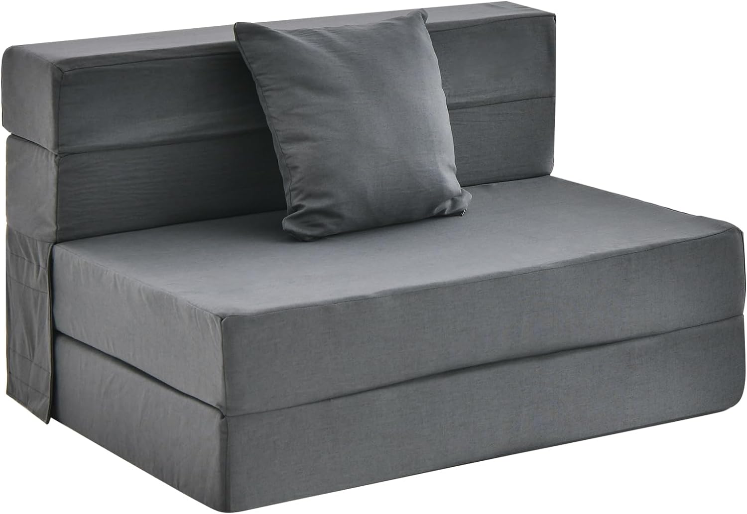 Giantex 6 Inch Folding Sofa Bed Couch with Pillow, Tri-fold Mattress with High-Density Foam, Dark Grey