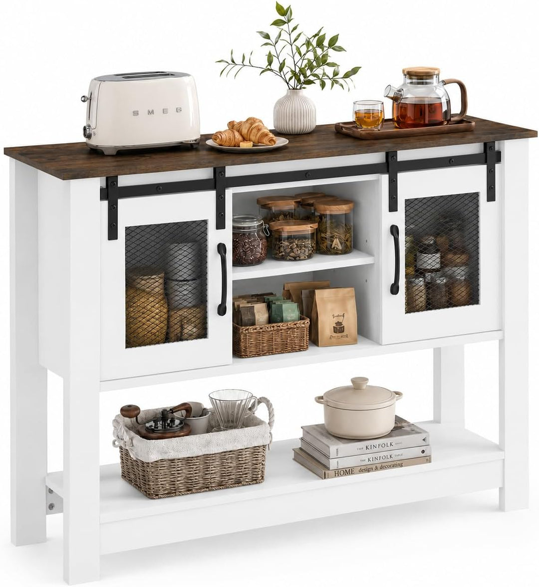 GIANTEX 40" Farmhouse Sideboard Buffet w/Sliding Barn Doors