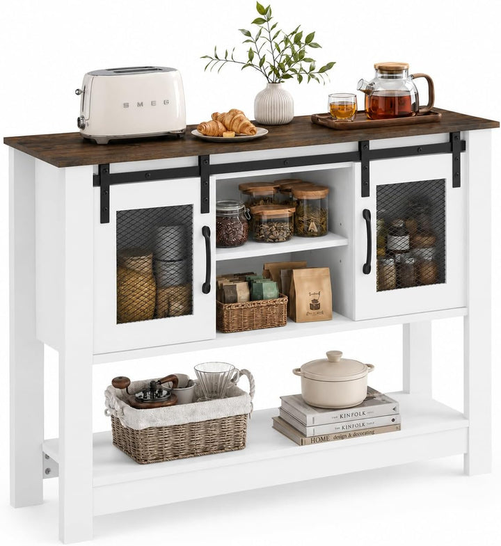 GIANTEX 40" Farmhouse Sideboard Buffet w/Sliding Barn Doors