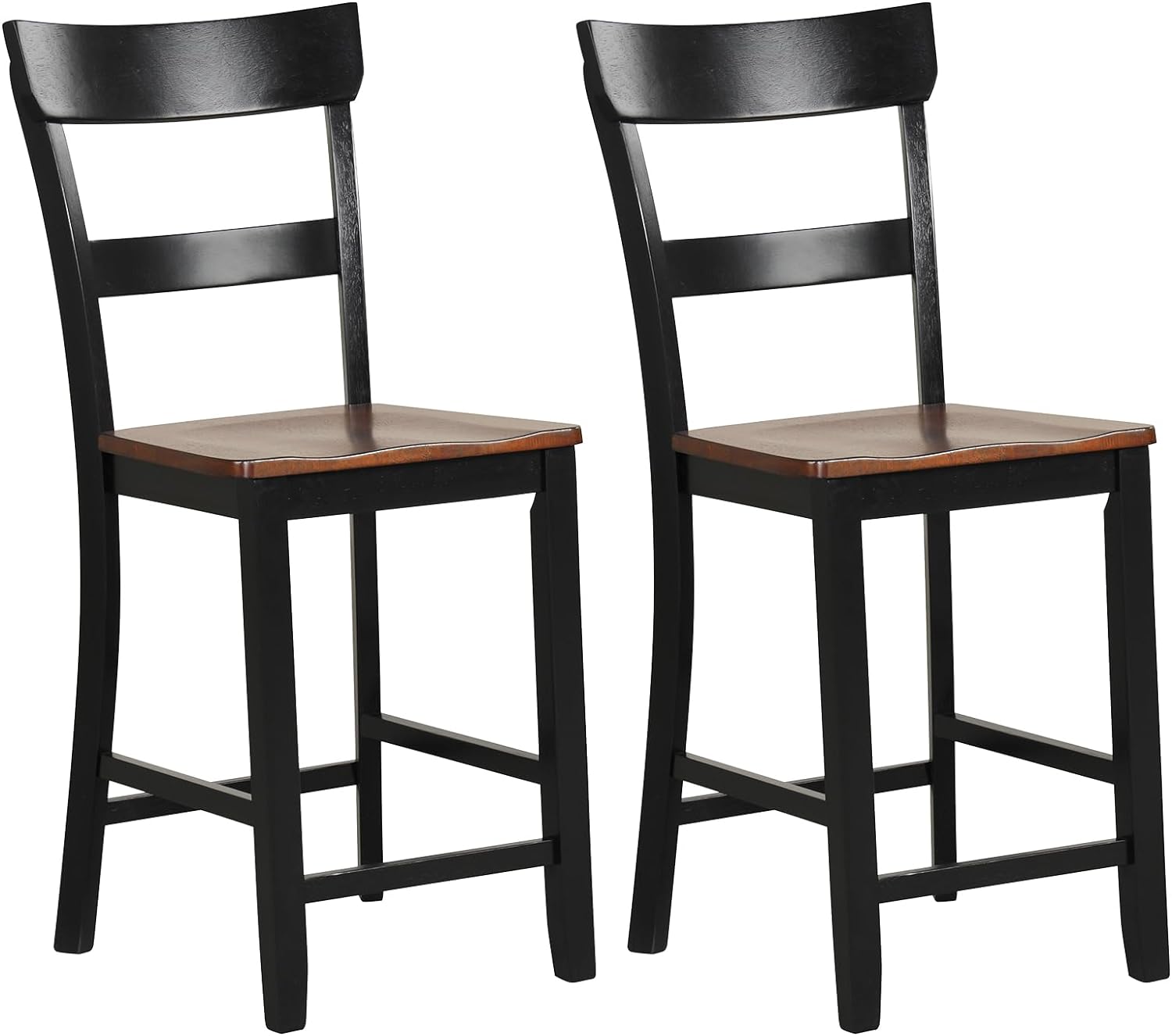 Giantex Wooden Bar Stools Counter Height Set of 2, 24.5" Farmhouse Wood Bar Dining Chairs