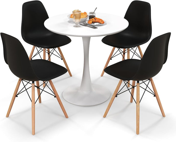 Giantex Dining Room Table Set for 2 or 4, Compact Kitchen Dining Table Set with 32" Round Table and DSW Chairs