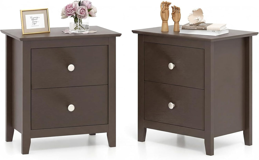 Giantex White and Black Nightstand