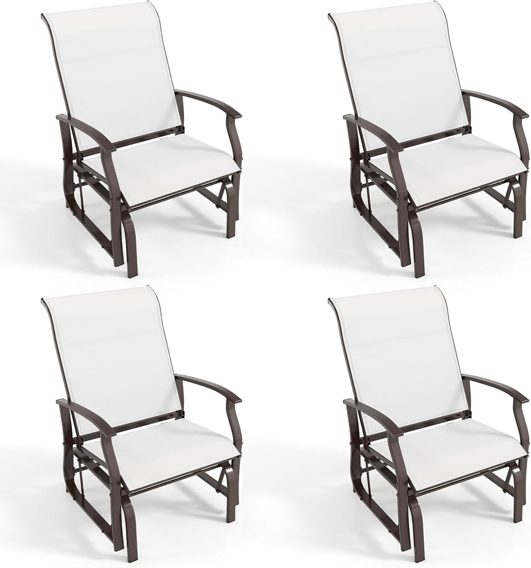 Giantex 2-Pack Outdoor Glider Rocking Chairs with Ergonomic Backrest & Seat