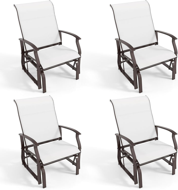 Giantex 2-Pack Outdoor Glider Rocking Chairs with Ergonomic Backrest & Seat