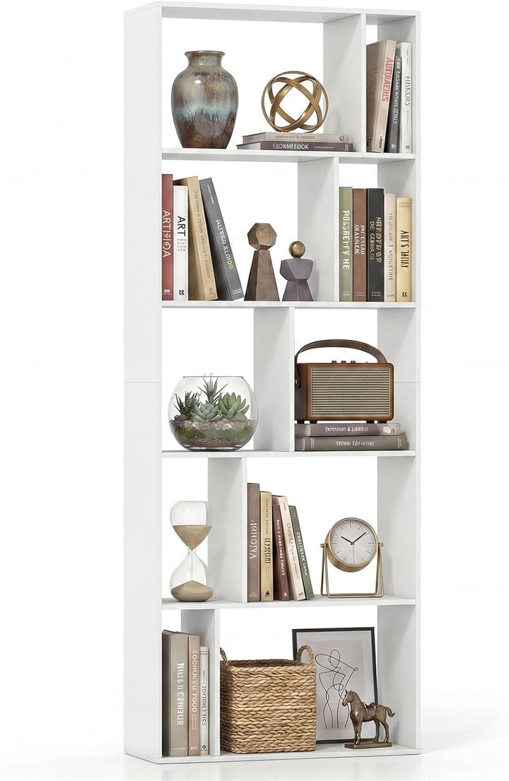 Giantex 6-Tier Bookshelf | 10-Cube Industrial Bookcase w/Open Back (1/2)