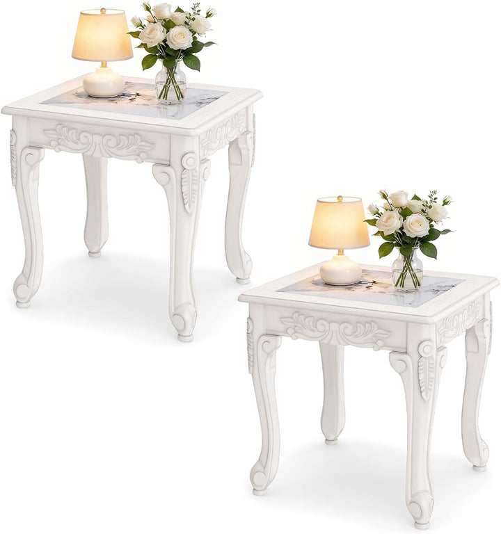 GIANTEX Vintage End Table Glass Sofa Side Table for Living Room