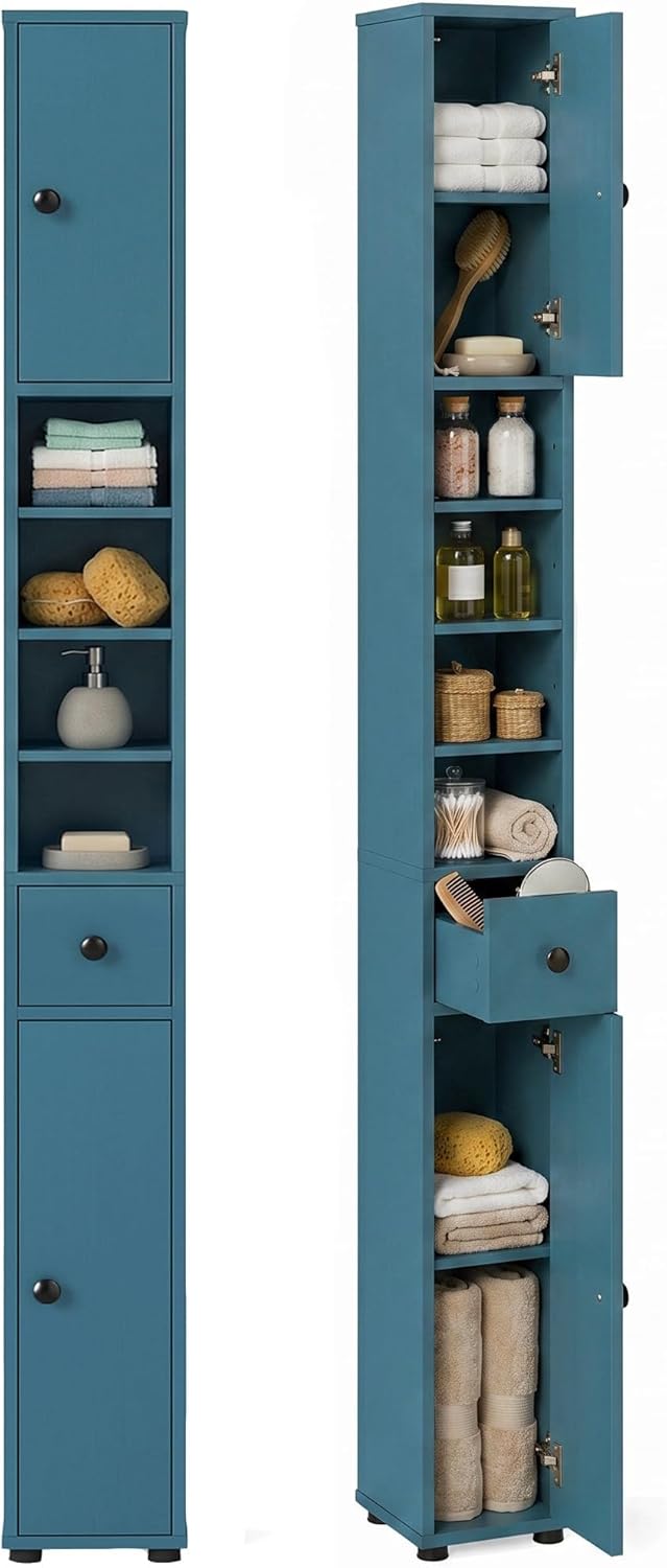 Giantex Slim Bathroom Storage Cabinet - 71" Tall Narrow Floor Cabinet Cupboard with 2 Doors