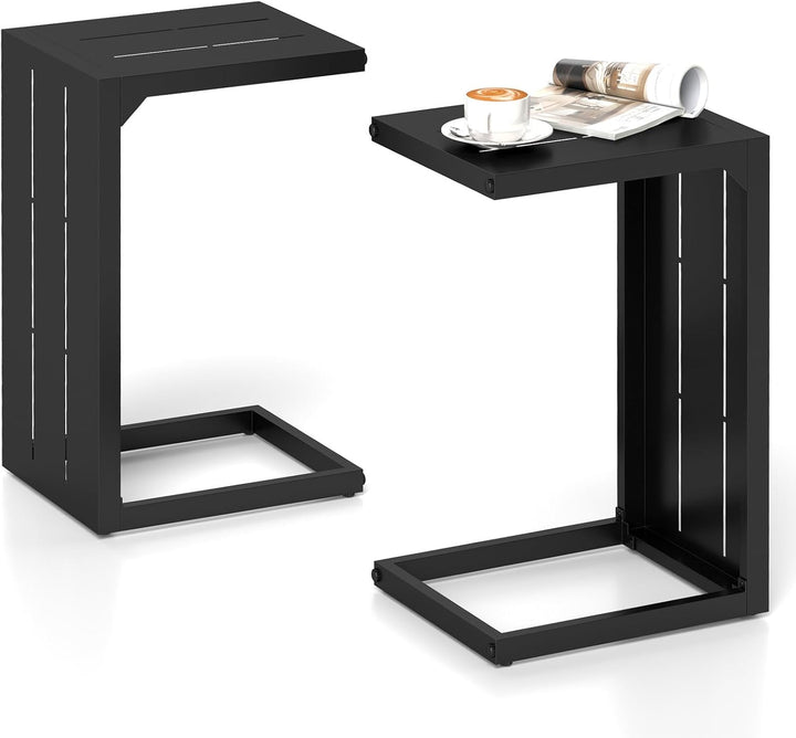 Giantex C-Shaped End Table with Adjustable Foot Pads