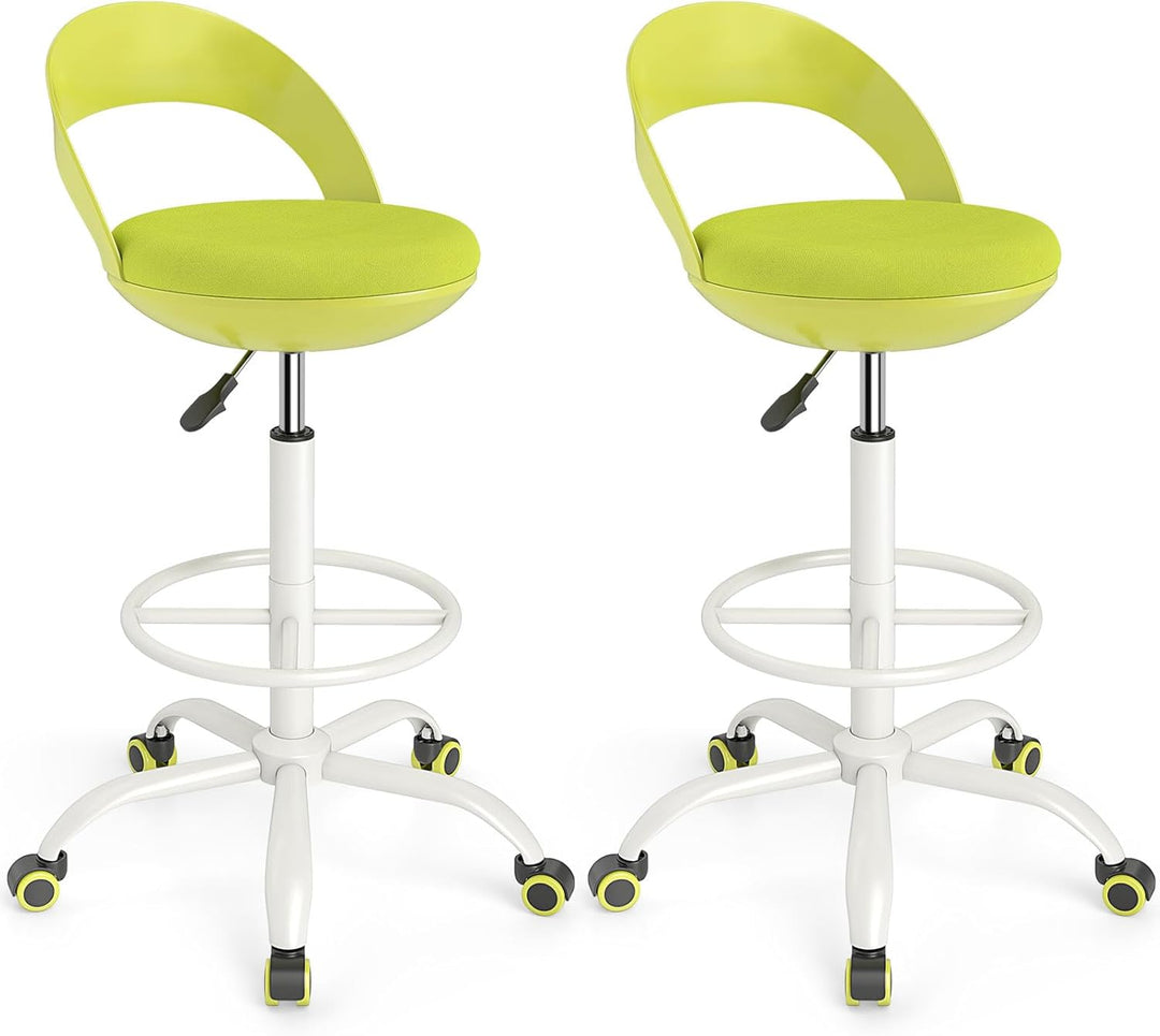 Giantex Drafting Chair with Back Ergonomic Rolling Stool with Footrest