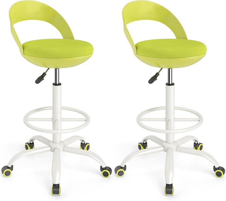 Giantex Drafting Chair with Back Ergonomic Rolling Stool with Footrest