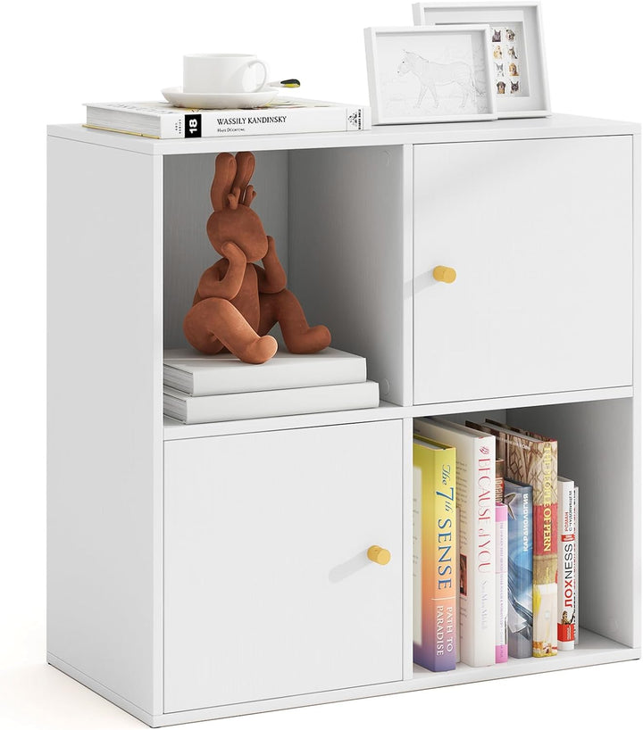 Giantex 4 Cube Bookcase, 2-Tier Freestanding Book Shelf with Open Compartments