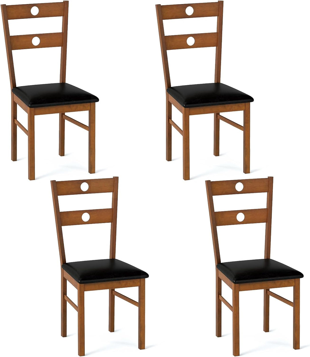 Giantex PU Leather Upholstered Kitchen Chairs w/Hollowed Backrest & Padded Seat