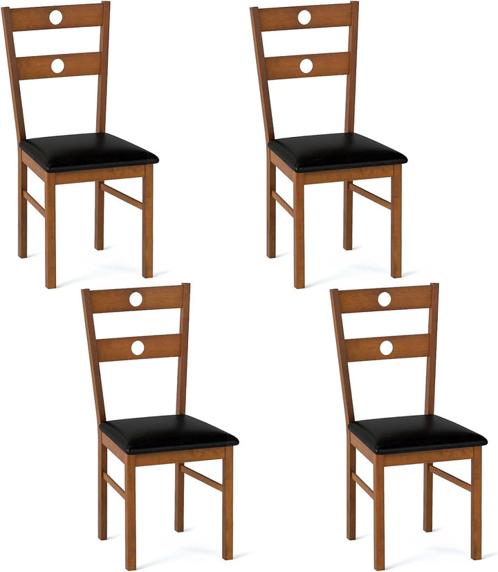 Giantex PU Leather Upholstered Kitchen Chairs w/Hollowed Backrest & Padded Seat