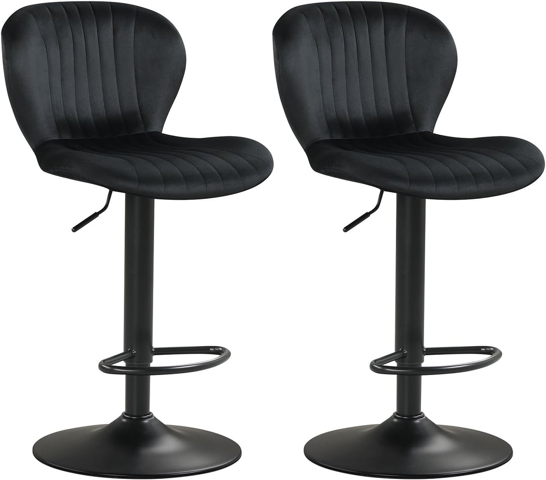 Giantex Bar Stools Set of 2/4 | Adjustable Counter Height Chairs with Velvet Upholstered Backrests