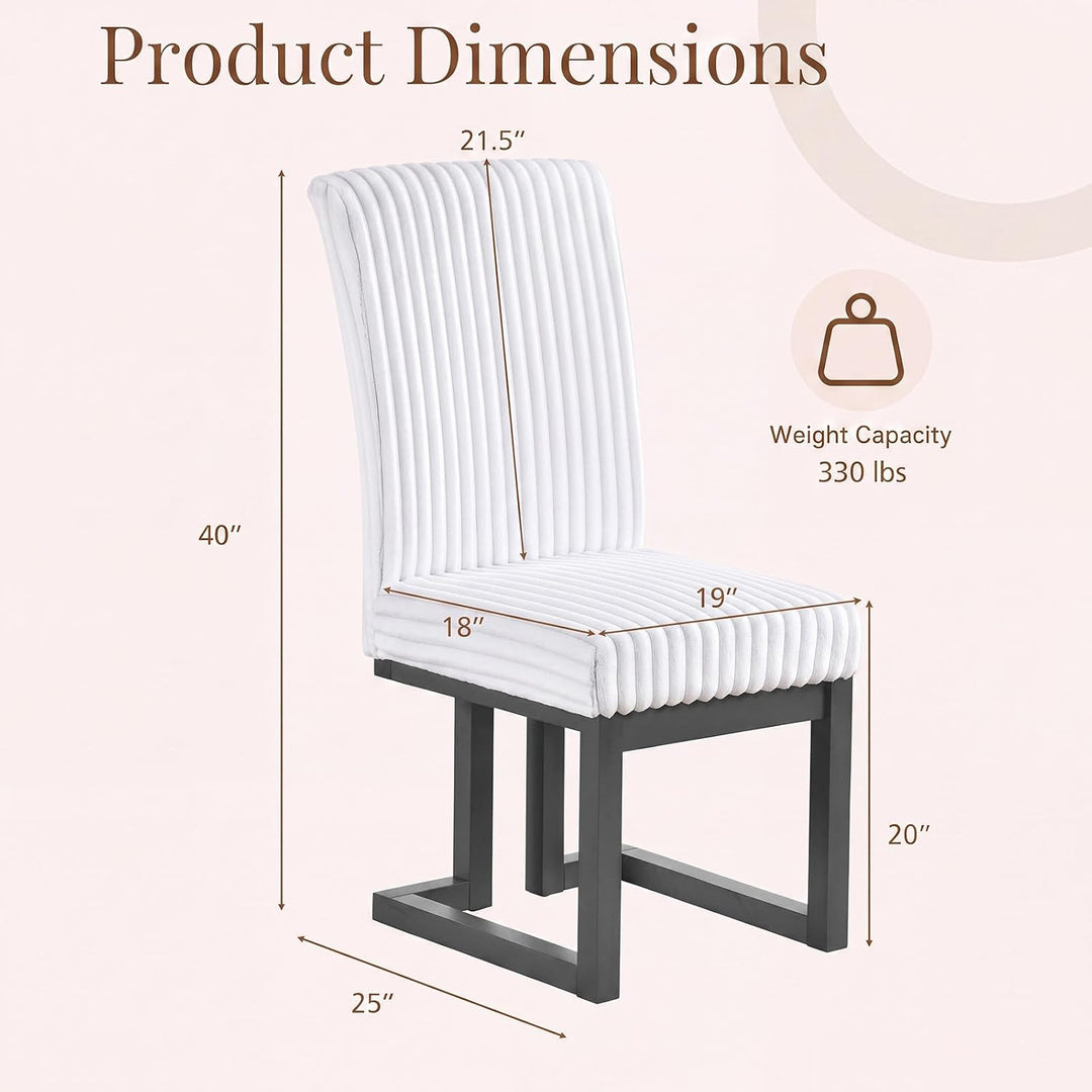 GIANTEX Upholstered Dining Chairs Set of 2, Kitchen Chairs with High Back | Modern Dining Room Chairs with Fabric Channel Back &amp; Seat