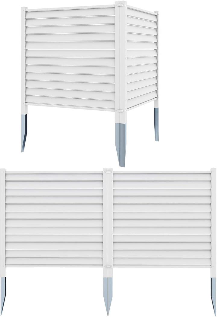 Giantex Air Conditioner Fence 2/4 Panels - 44''W x 45''H Outdoor Privacy Screens with 4 Metal Stakes, Decorative PVC Trash Can Enclosure