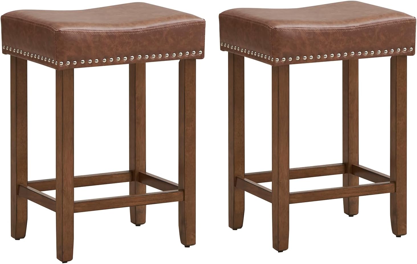 Giantex Bar Stools, Saddle-Shaped Kitchen Stools, PU Leather Bar Height Saddle Stools w/Footrests