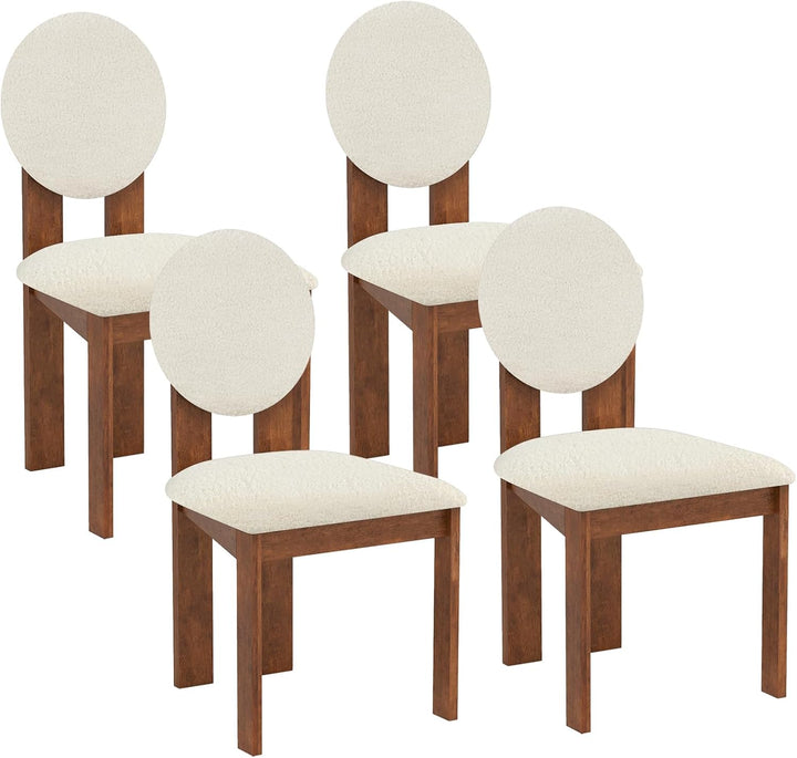 Giantex Sherpa Dining Chairs Set of 2/4 Mid Century Modern Kitchen Chairs w/Rubber Wood Legs