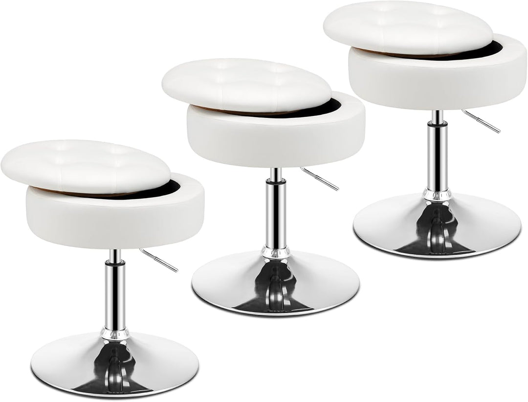 Giantex Adjustable Swivel Vanity Stool - 360° Swivel 20’’-26’’ Height Adjustable Tufted Round Storage Ottoman