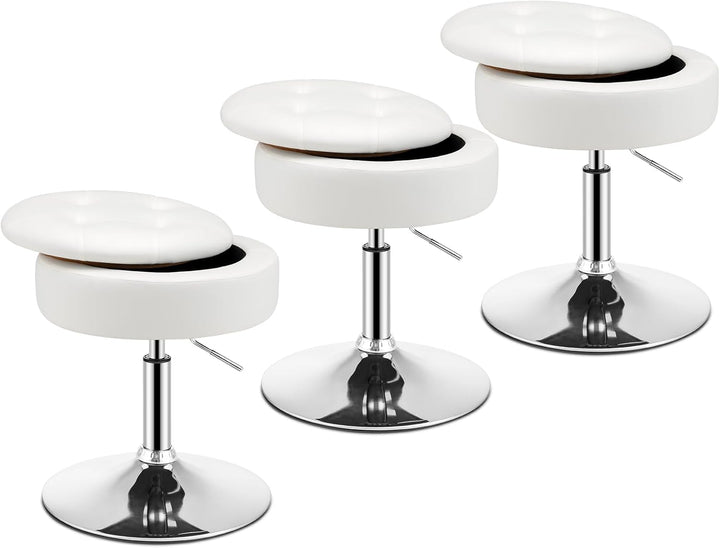 Giantex Adjustable Swivel Vanity Stool - 360° Swivel 20’’-26’’ Height Adjustable Tufted Round Storage Ottoman