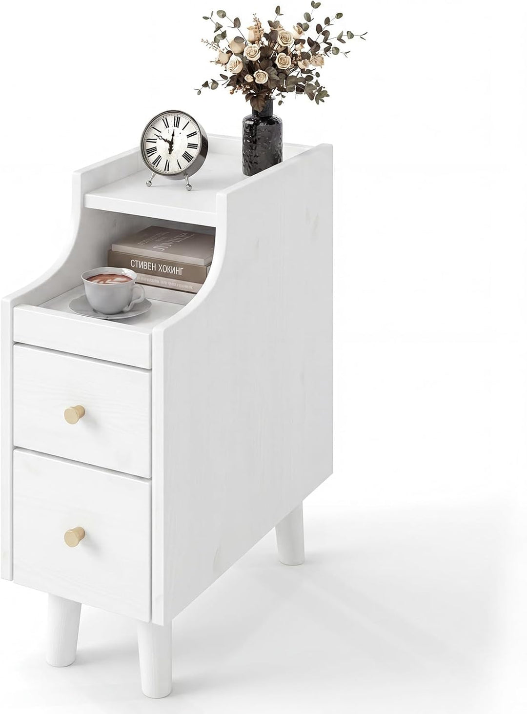 Giantex Narrow Nightstand with 2 Drawers for Small Spaces (1/2)