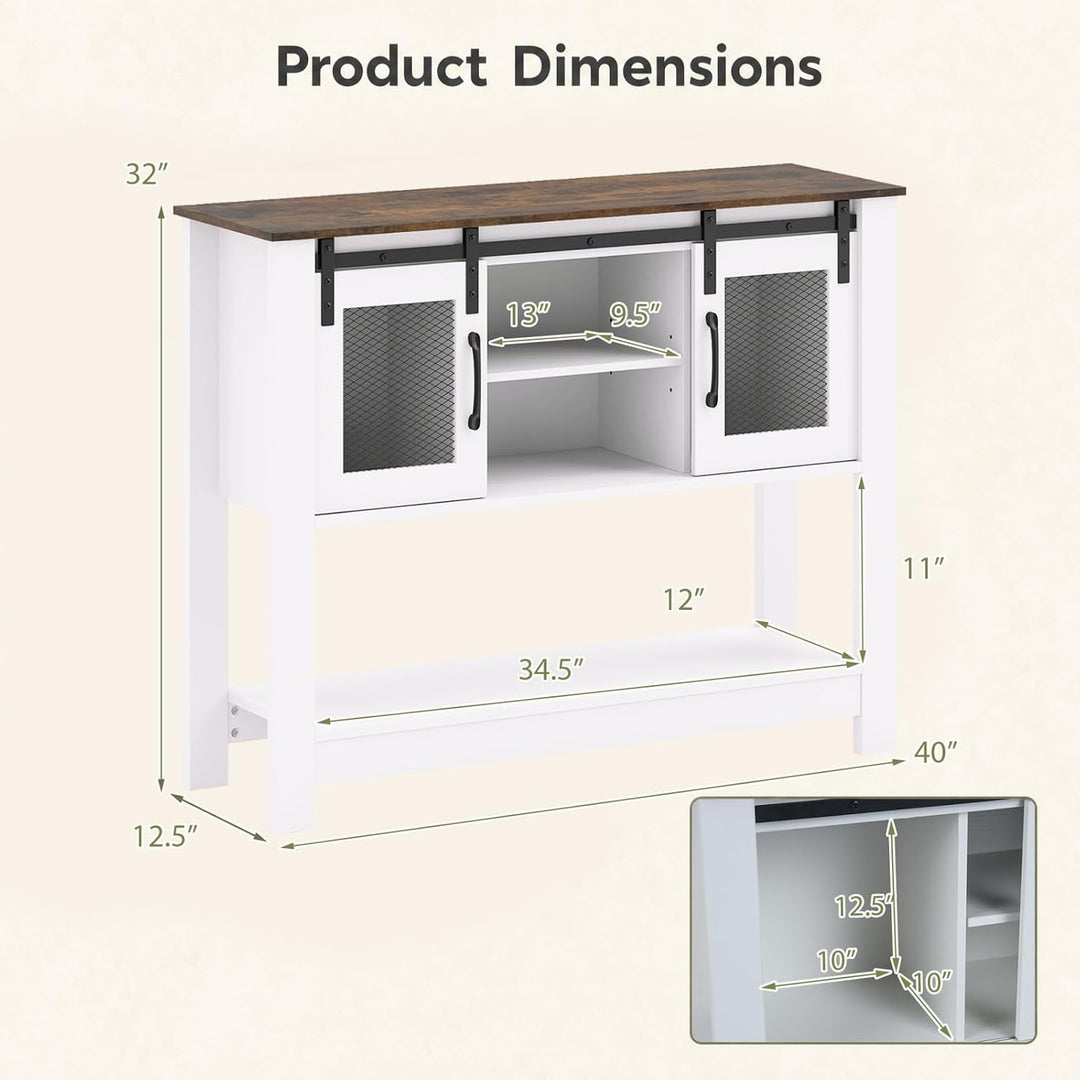 GIANTEX 40" Farmhouse Sideboard Buffet w/Sliding Barn Doors