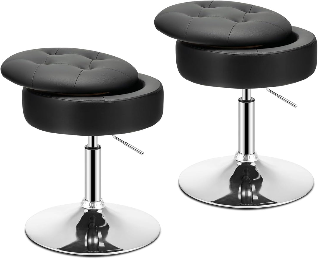 Giantex Adjustable Swivel Vanity Stool - 360° Swivel 20’’-26’’ Height Adjustable Tufted Round Storage Ottoman