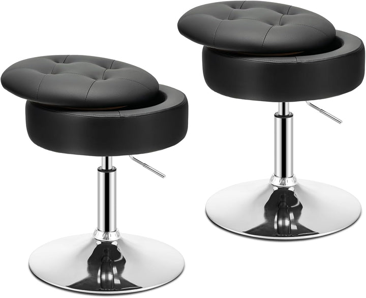 Giantex Adjustable Swivel Vanity Stool - 360° Swivel 20’’-26’’ Height Adjustable Tufted Round Storage Ottoman