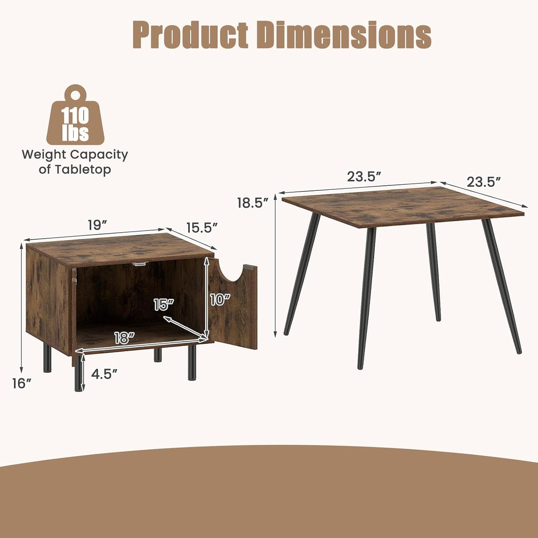 GIANTEX Nesting Coffee Table Set of 2 Modern Center Tables with Cabinet