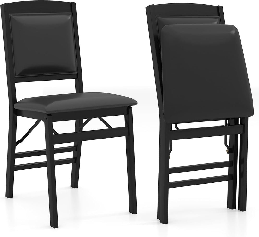 Giantex Folding Dining Chairs Set | Foldable Wood Kitchen Chairs with Padded Seat (2/4)