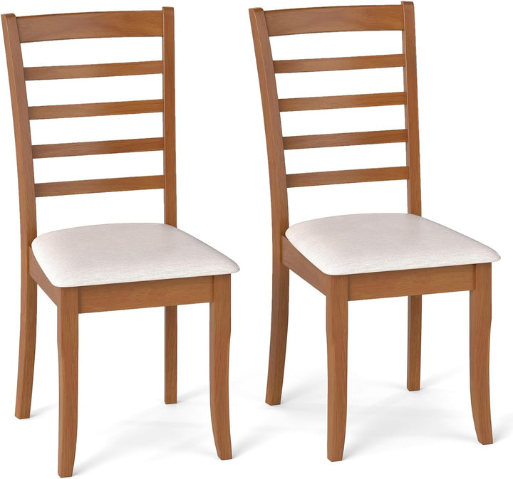 Giantex Wooden Dining Chair Set of 2 or 4 w/Rubber Wood Legs High Slatted Backrest