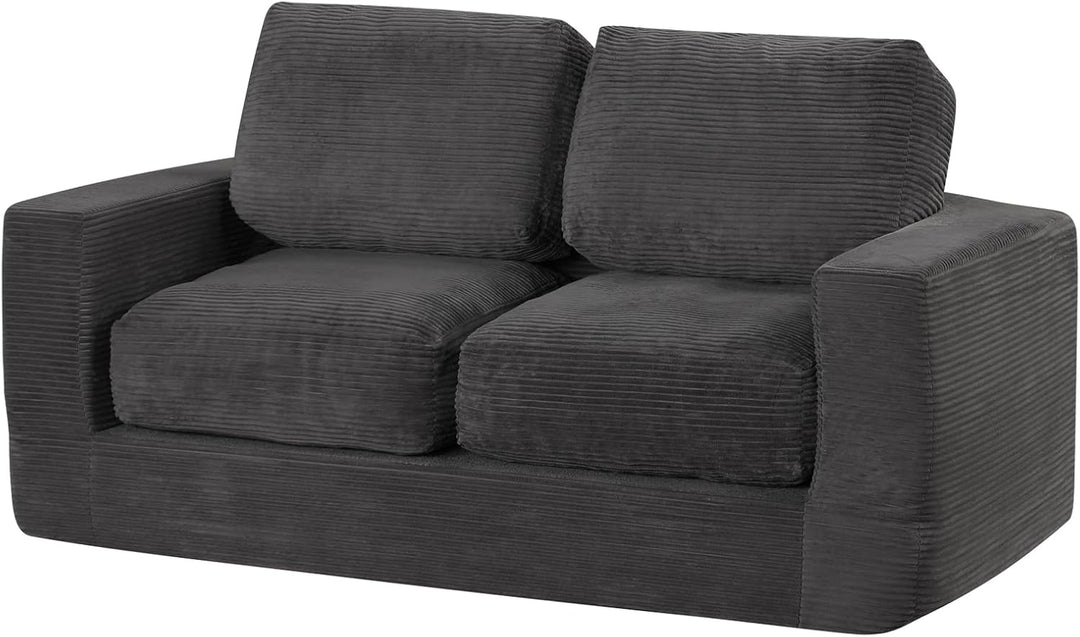 Giantex 2-Seater Floor Couch with Removable Corduroy Cover