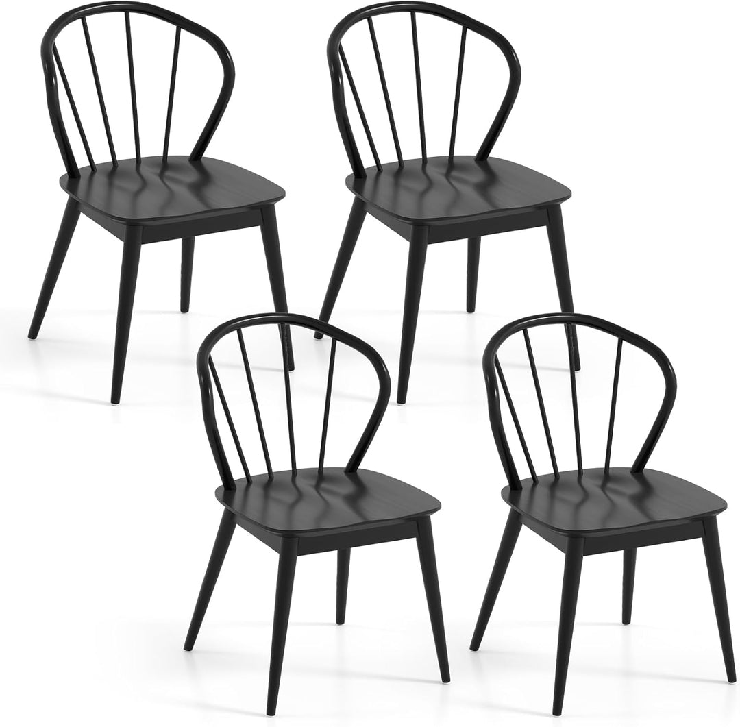 Giantex Wooden Dining Chairs Set of 2/4, Windsor Kitchen Chairs w/High Spindle Back & Rubber Wood Legs