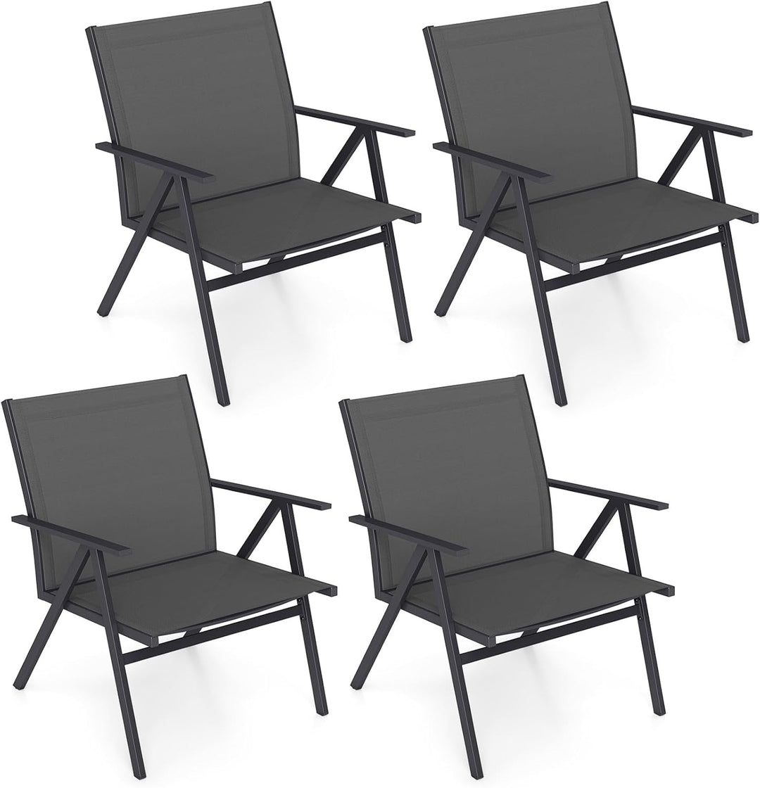 Giantex All Weather Outdoor Dining Chairs w/Sturdy Metal Frame & Breathable Seat Back