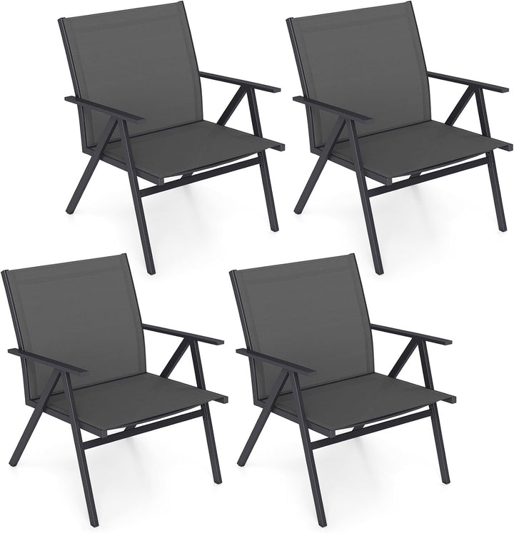 Giantex All Weather Outdoor Dining Chairs w/Sturdy Metal Frame & Breathable Seat Back