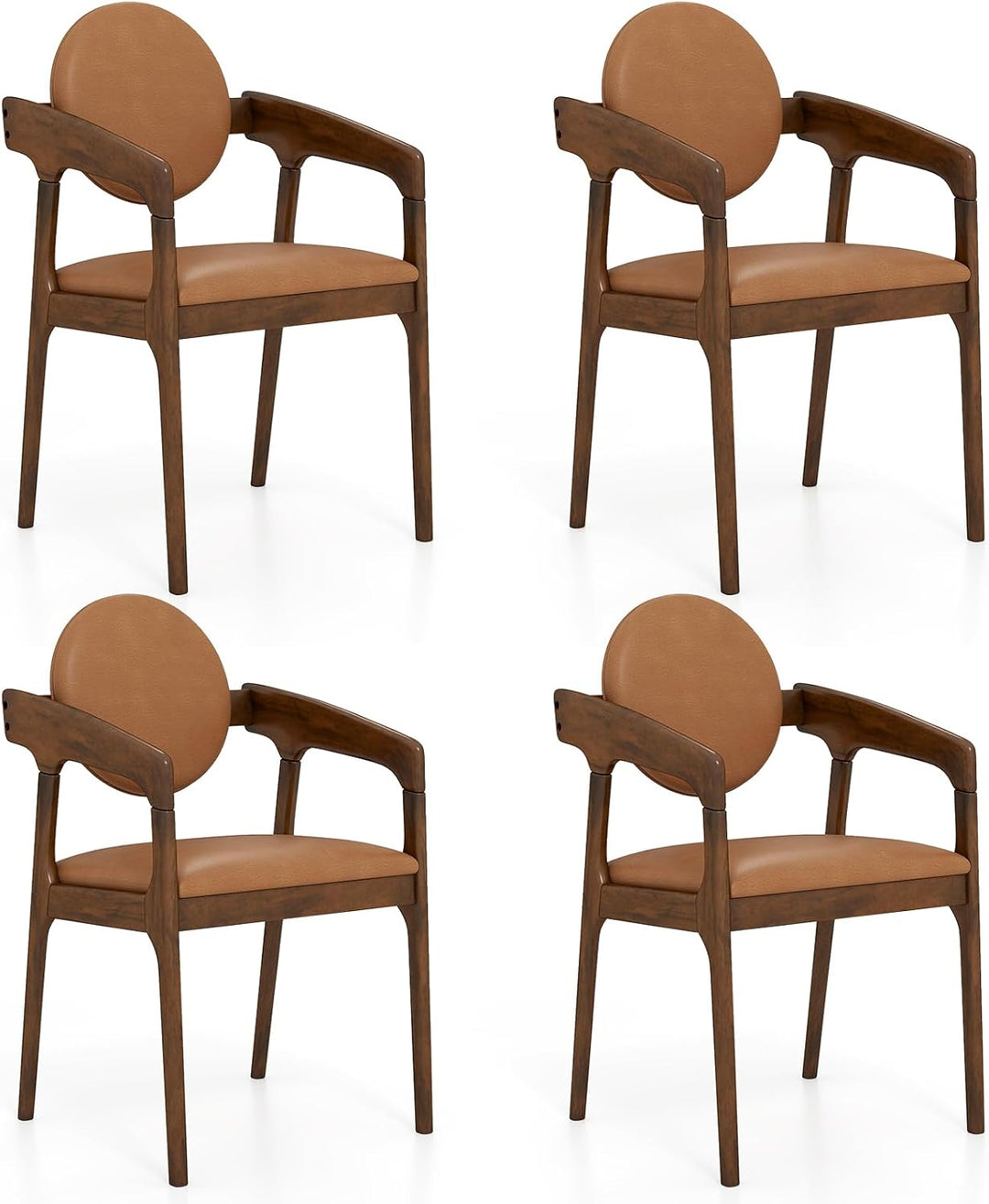 Giantex Set of 2/4 Wooden Dining Chair PU Leather Upholstered Armchairs