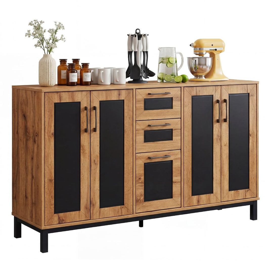 Giantex 63” Sideboard Buffet Cabinet with 3 Drawers & Storage Shelves