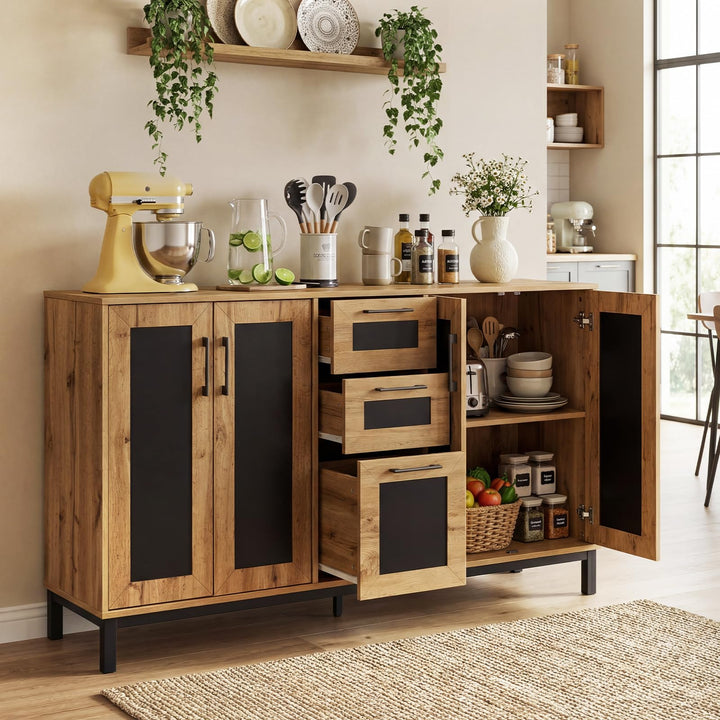 Giantex 63” Sideboard Buffet Cabinet with 3 Drawers & Storage Shelves