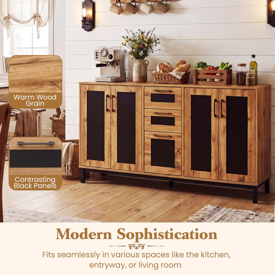 Giantex 63” Sideboard Buffet Cabinet with 3 Drawers & Storage Shelves