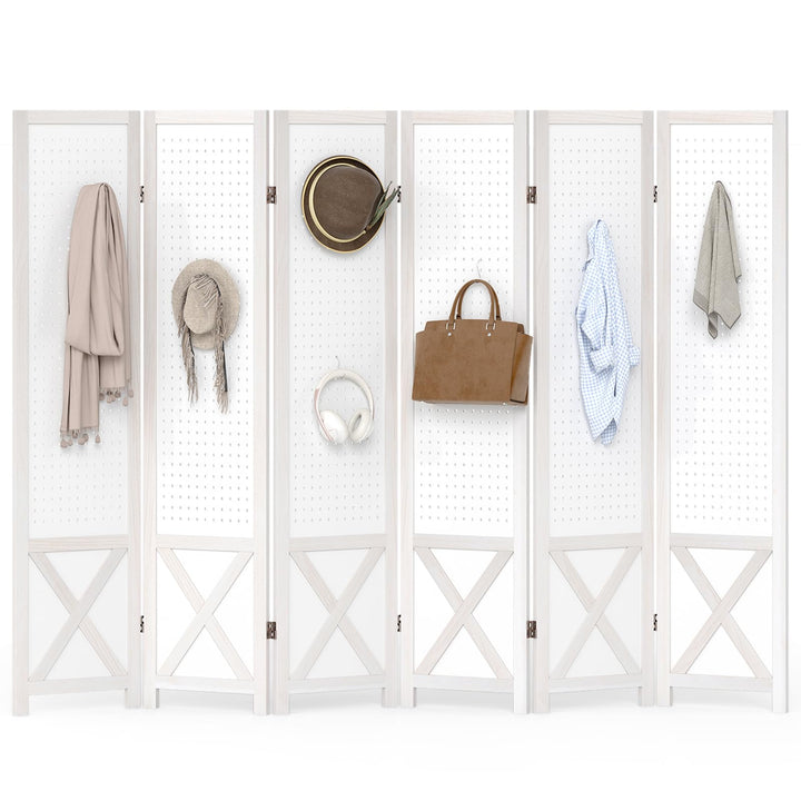 Giantex 6 Panel Pegboard Room Divider with Peg Board Storage (96"W x 67"H)