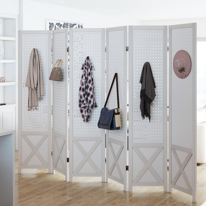 Giantex 6 Panel Pegboard Room Divider with Peg Board Storage (96"W x 67"H)