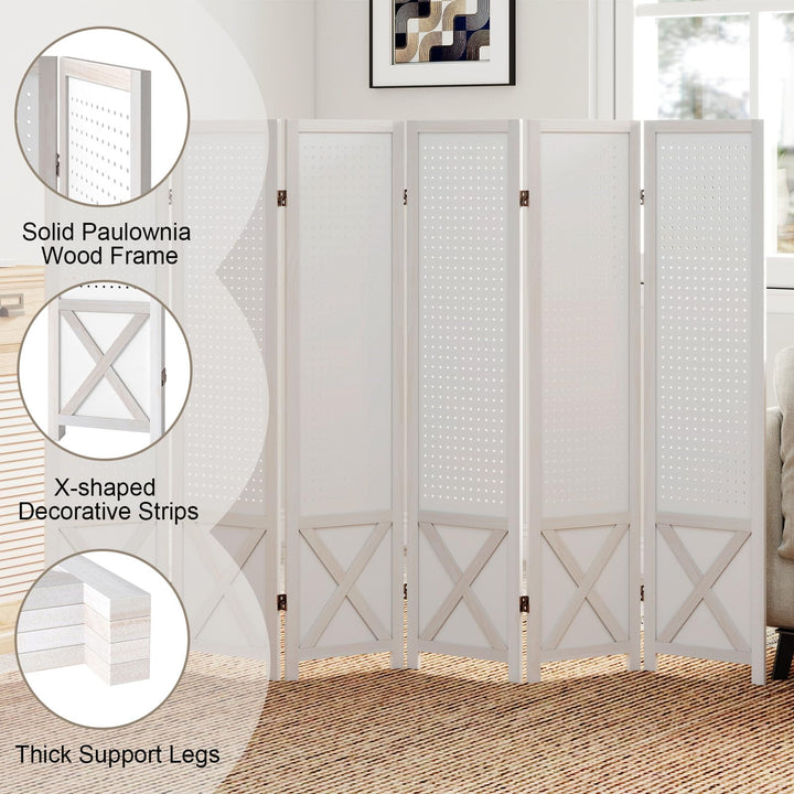 Giantex 6 Panel Pegboard Room Divider with Peg Board Storage (96"W x 67"H)