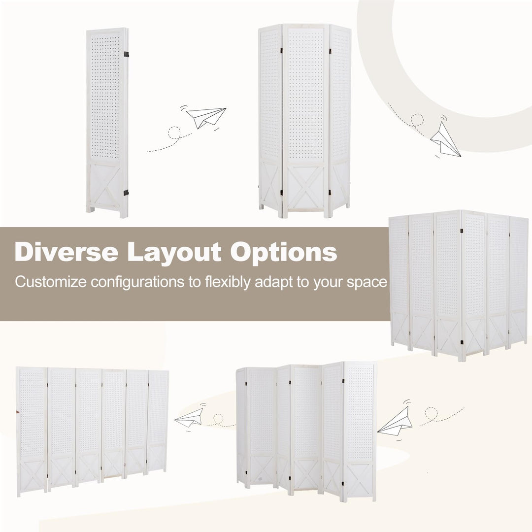 Giantex 6 Panel Pegboard Room Divider with Peg Board Storage (96"W x 67"H)